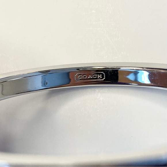 Coach Signature Silver and Plumb Studded Enamel Bangle Bracelet - Picture 6 of 7